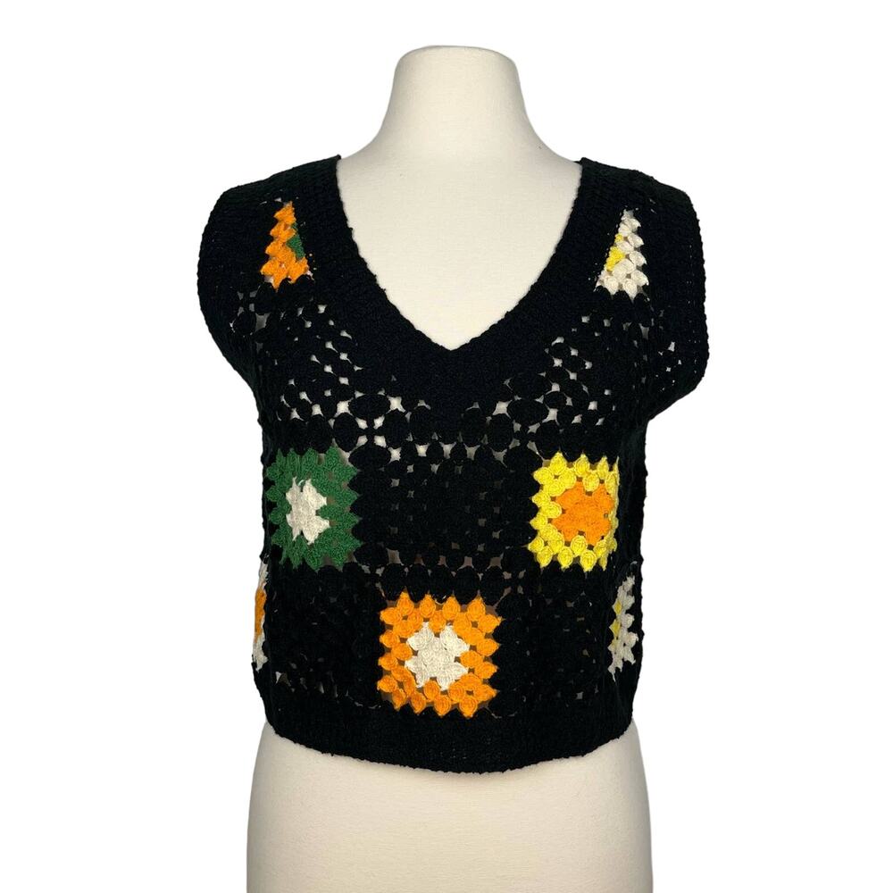 REBELLION | Black Crochet Knit Cottagecore Y2K Top | Women's Medium‎